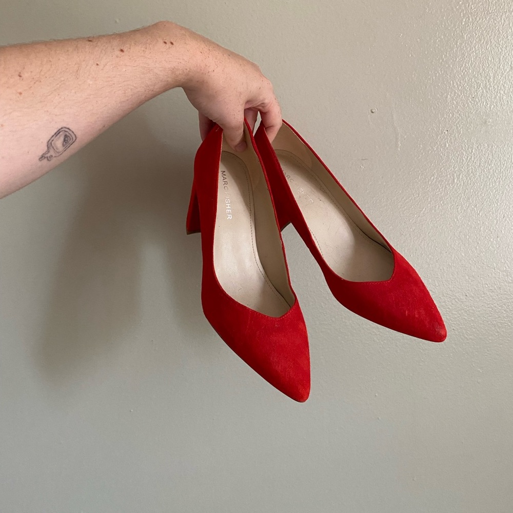 Ruby red mark fisher heels